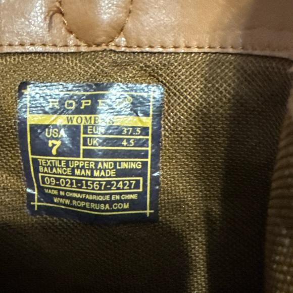 Roper Women’s Cognac Vegan Boots Size 7 Western Style Cowboy Ankle Boots Cute! - Picture 5 of 9